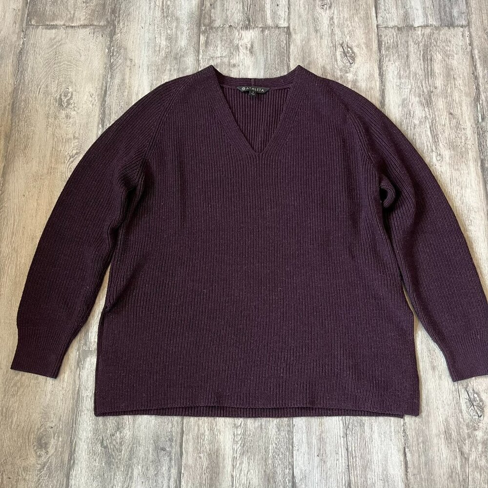 Athleta Switchback Wool-Blend Sweater, Auberge Purple, Oversized, Small - Picture 3 of 8